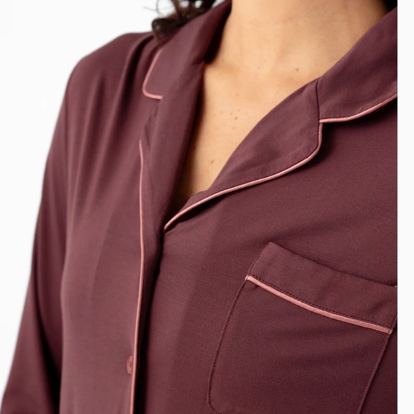 NWOT Women's Bamboo Stretch-Knit Long Sleeve Pajama Set Size XL BURGUNDY - Picture 4 of 7